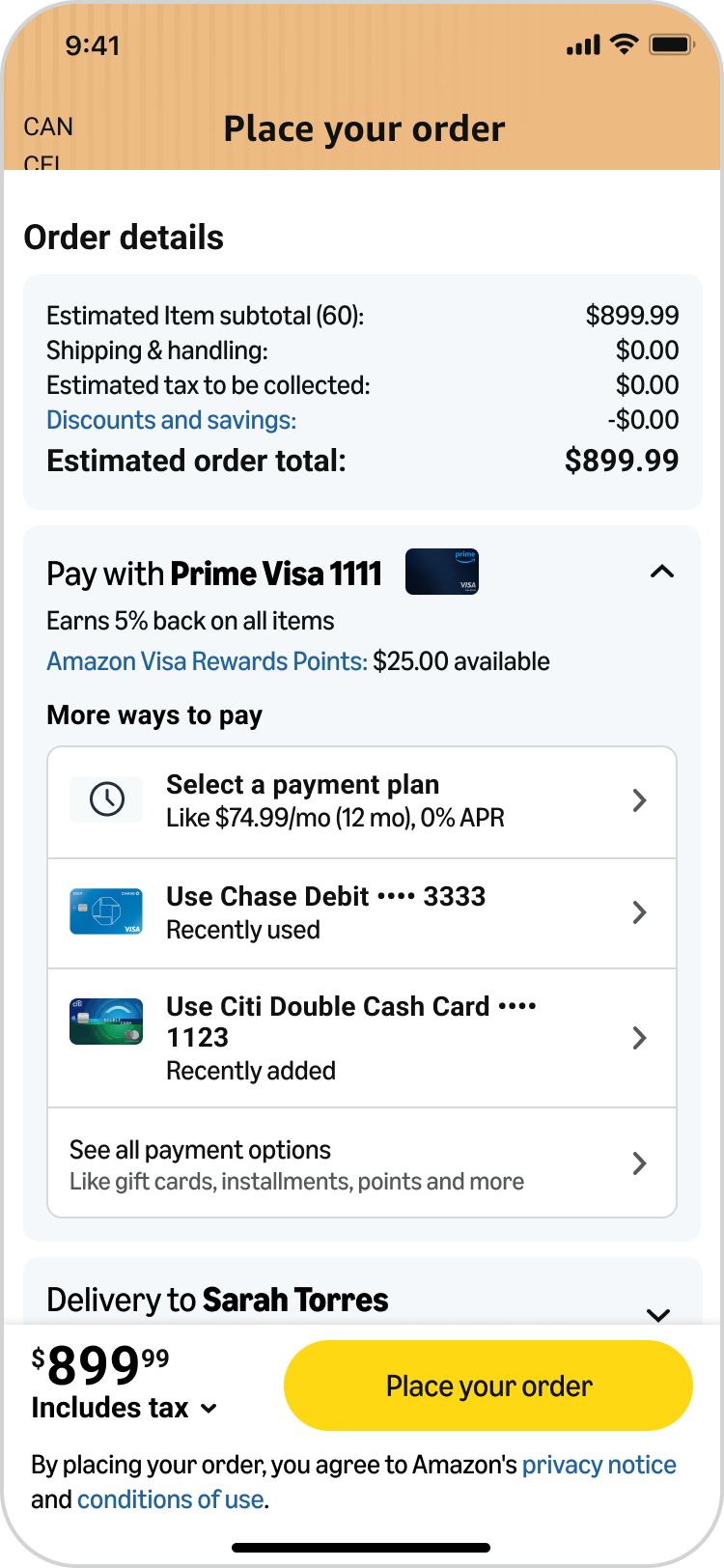 Checkout single-page confirmation post-MLP, showing order summary and payment method